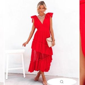 Red Carrie in Paris tiered tulle dress from Vici in large. Never worn.